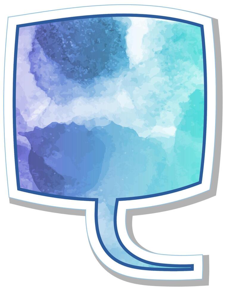 Colorful speech bubble featuring a cup shape with blue hues vector