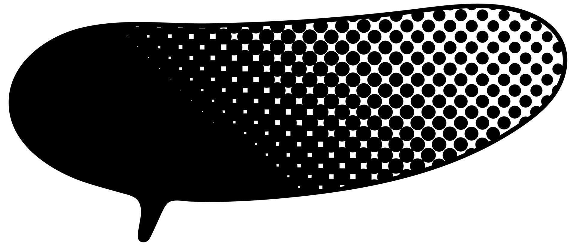 Stylish speech bubble featuring a halftone gradient pattern in black vector