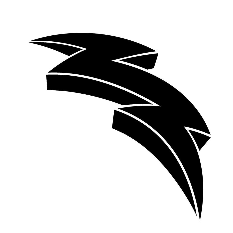 Hand drawn thunderbolt illustration representing storm energy vector