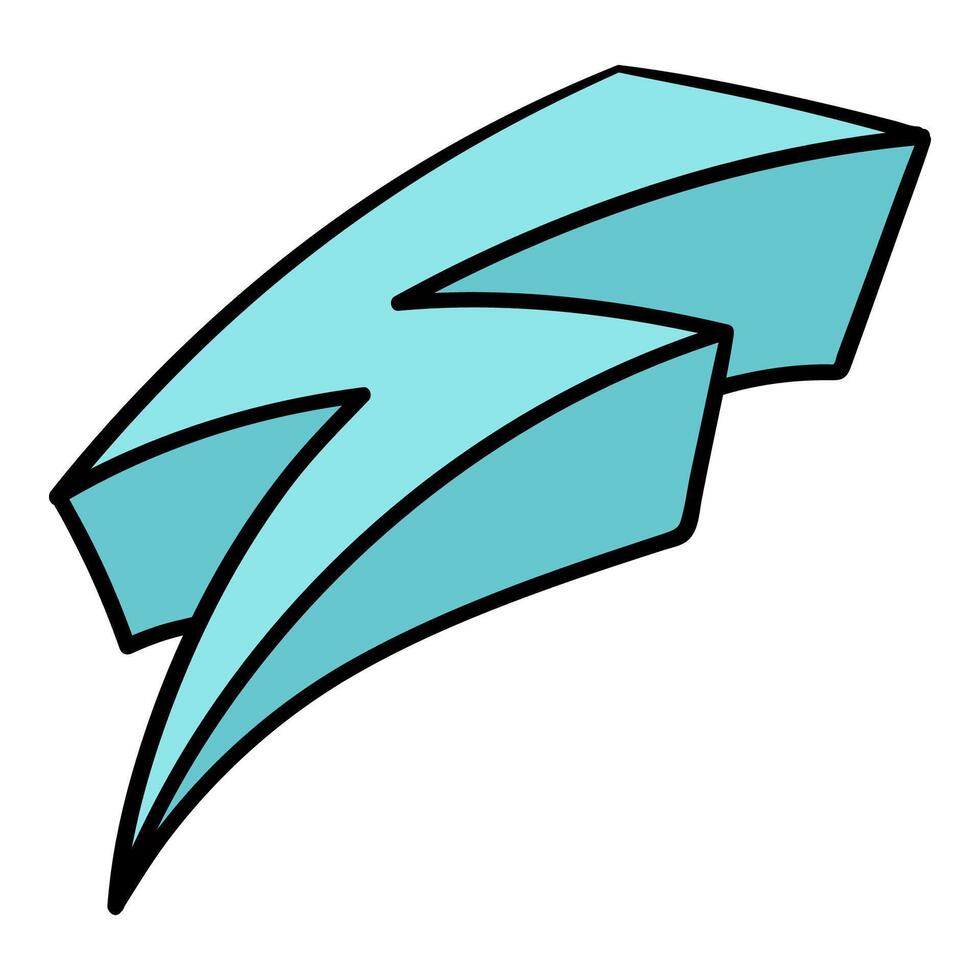 Hand drawn thunderbolt design in bright blue color vector