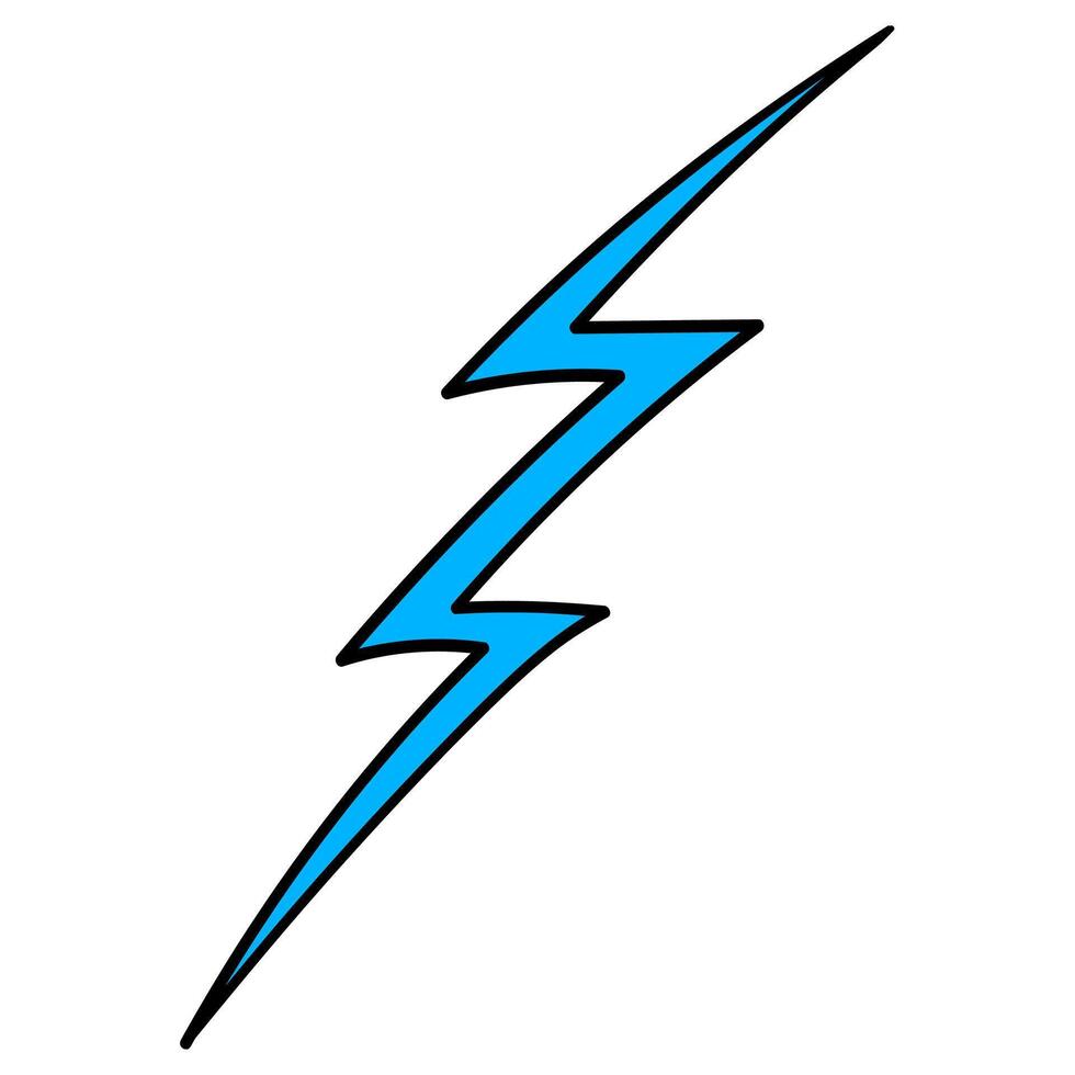 Hand drawn thunderbolt illustration in vibrant blue color vector