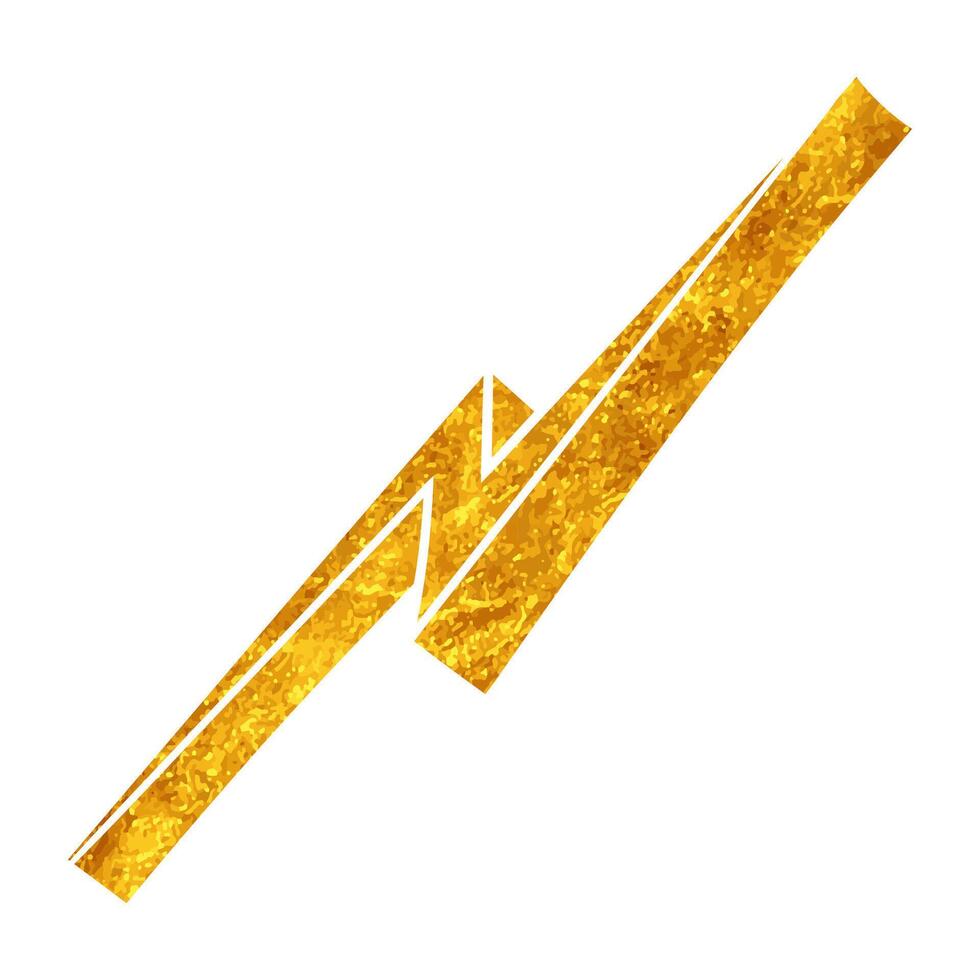 Hand drawn gold thunder symbol representing a powerful storm vector
