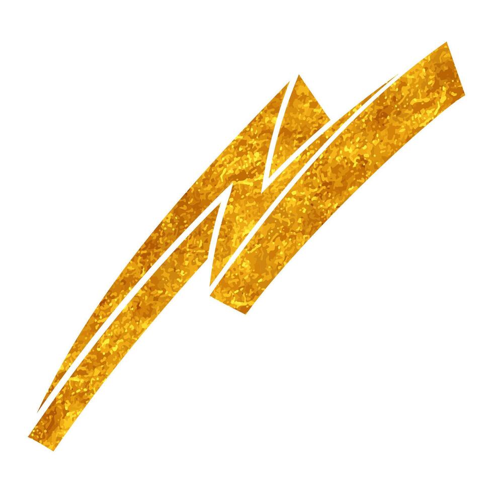 Hand drawn thunderbolt design with textured golden finish vector
