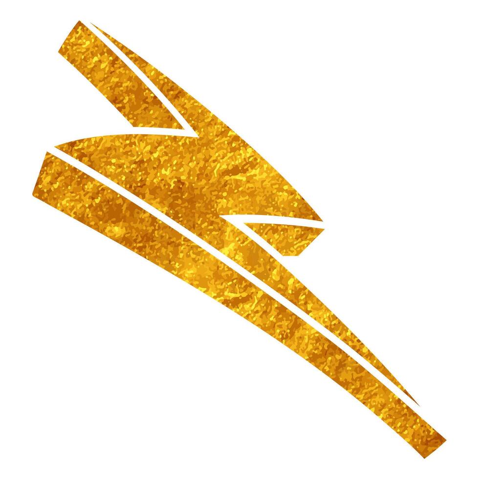 Hand drawn thunderbolt design with golden texture and details vector