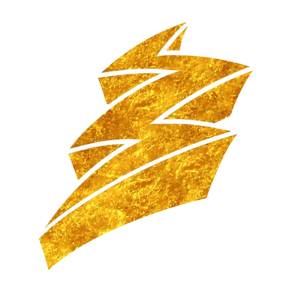 Hand drawn golden thunderbolt design in vibrant color vector