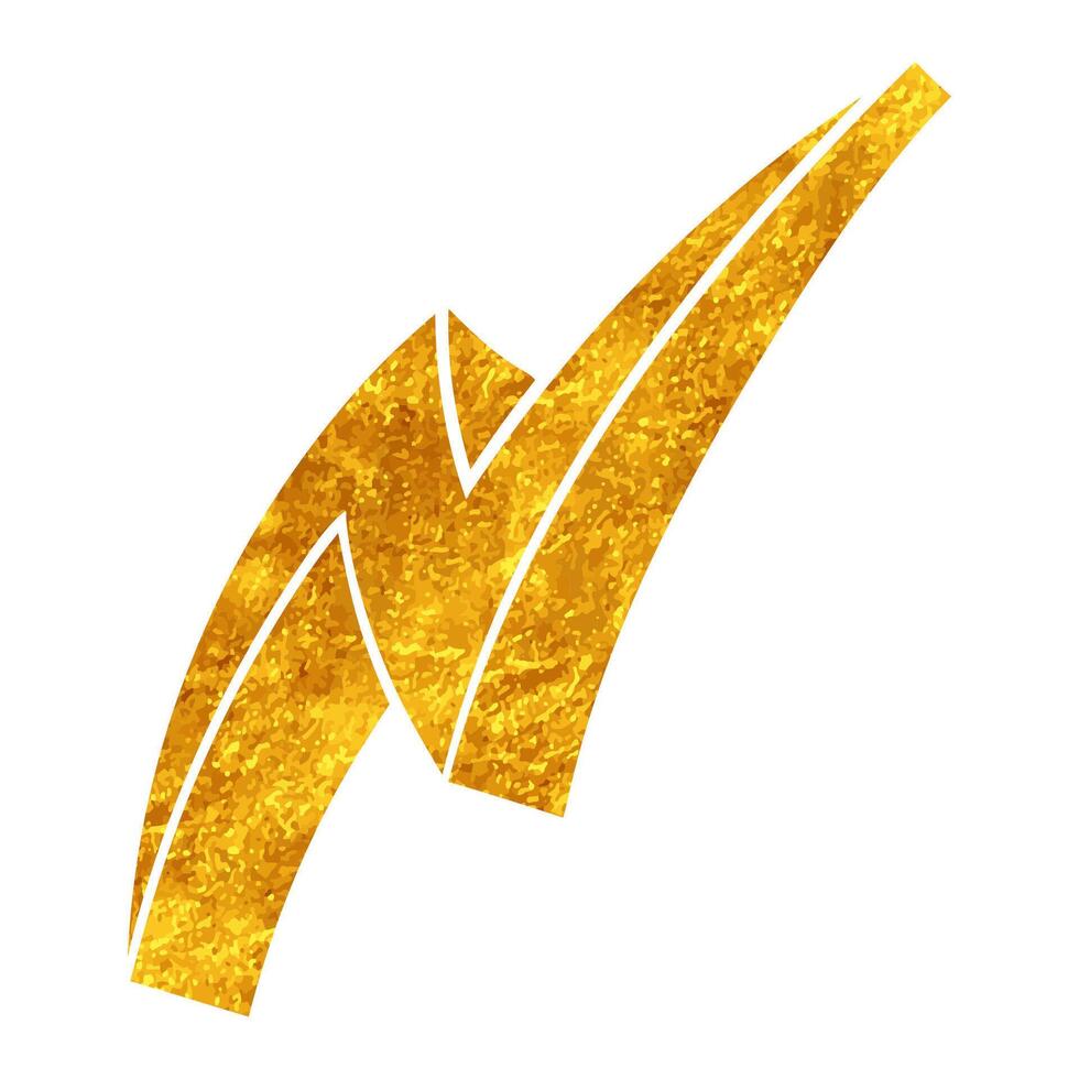 Hand drawn gold thunderbolt illustration showcasing dynamic energy vector