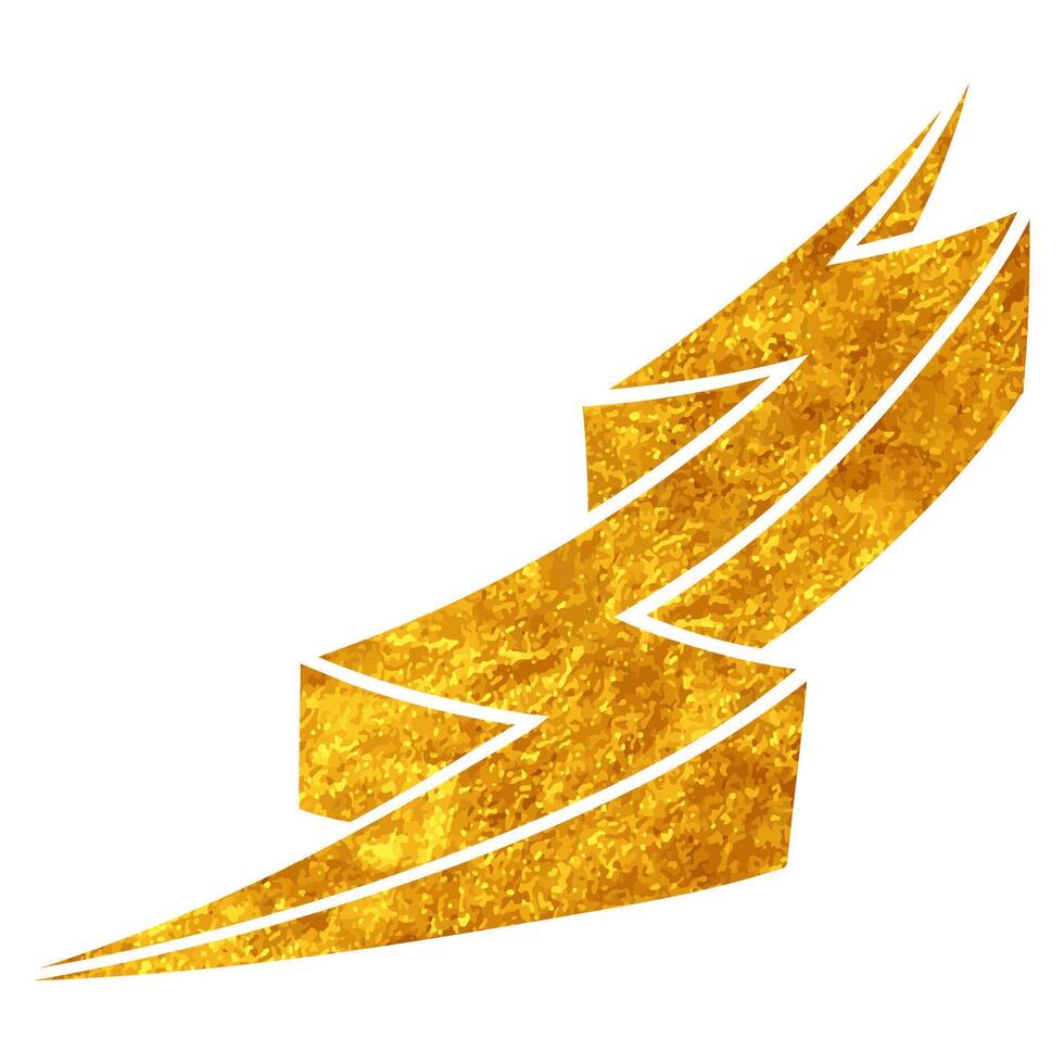 Hand drawn thunderbolt design with vibrant golden foil color vector