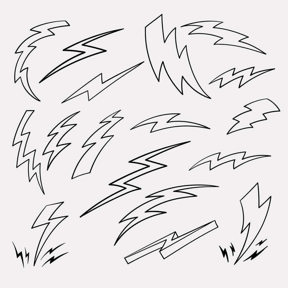 Hand drawn thunder illustrations for creative projects vector