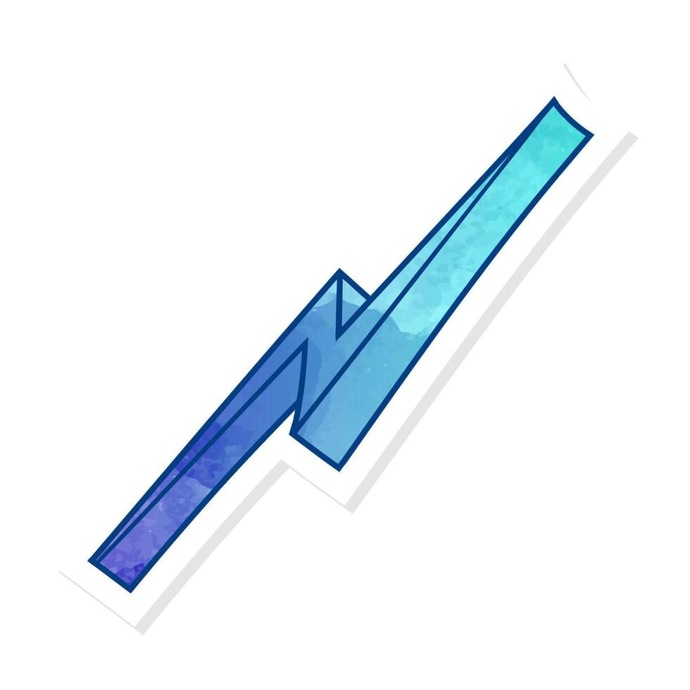 Hand drawn lightning bolt design in shades of blue vector