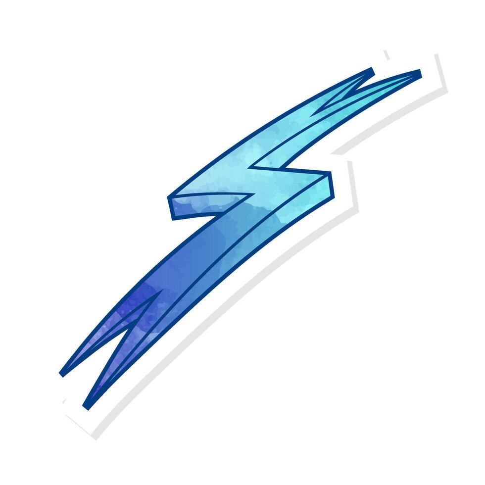 Hand drawn thunderbolt illustration with vivid blue colors vector
