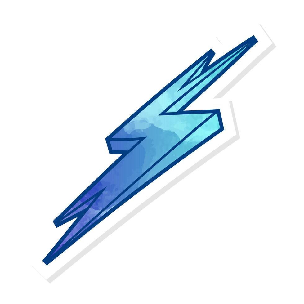 Hand drawn thunderbolt illustration in vibrant blue colors vector