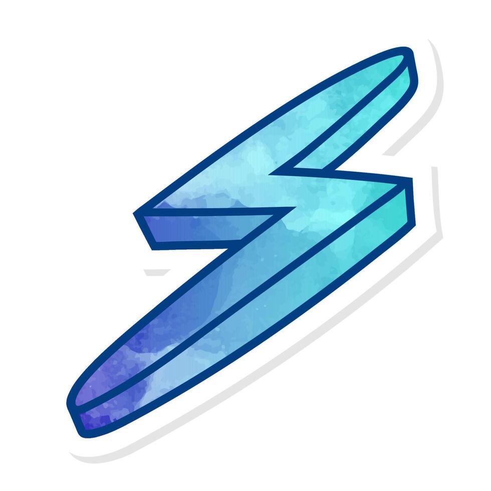Hand drawn blue thunderbolt illustration vector