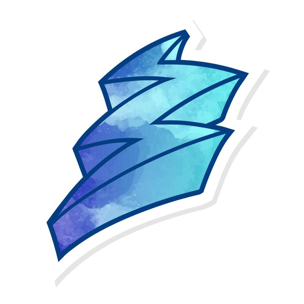 Hand drawn blue thunderbolt design with vibrant colors vector