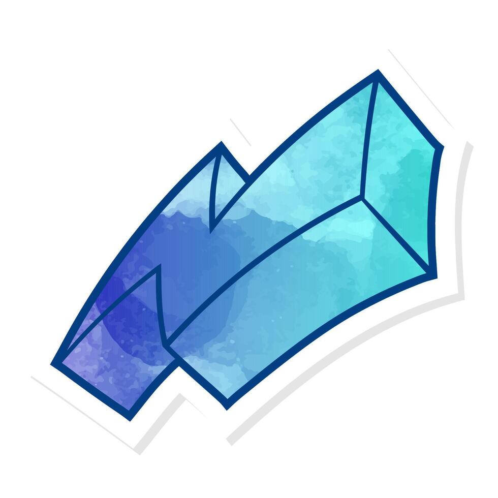 Hand drawn thunder bolt in vibrant blue and purple colors vector