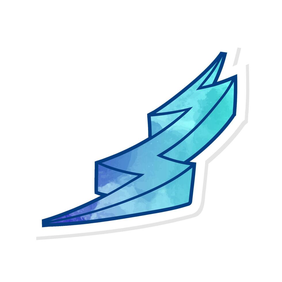 Hand drawn blue thunder illustration in vibrant cool tones vector