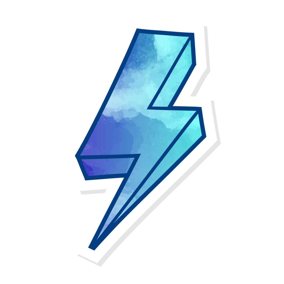 Hand drawn thunderbolt illustration with vibrant shades vector