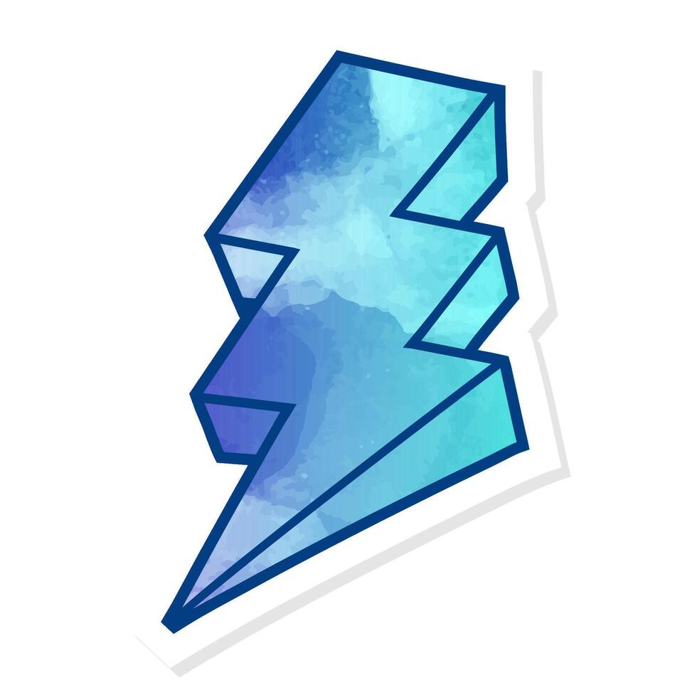 Hand drawn thunderbolt illustration with a blue gradient design vector