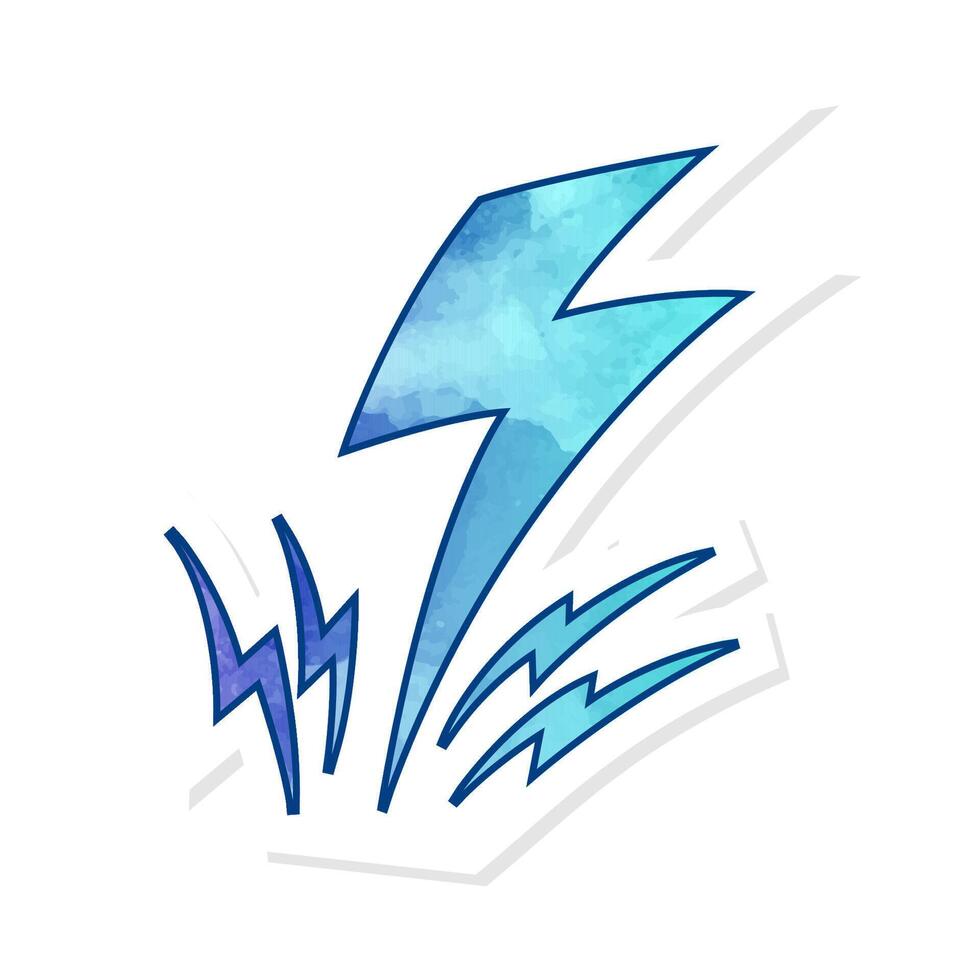 Hand drawn thunder bolt design with vibrant colors and energy vector