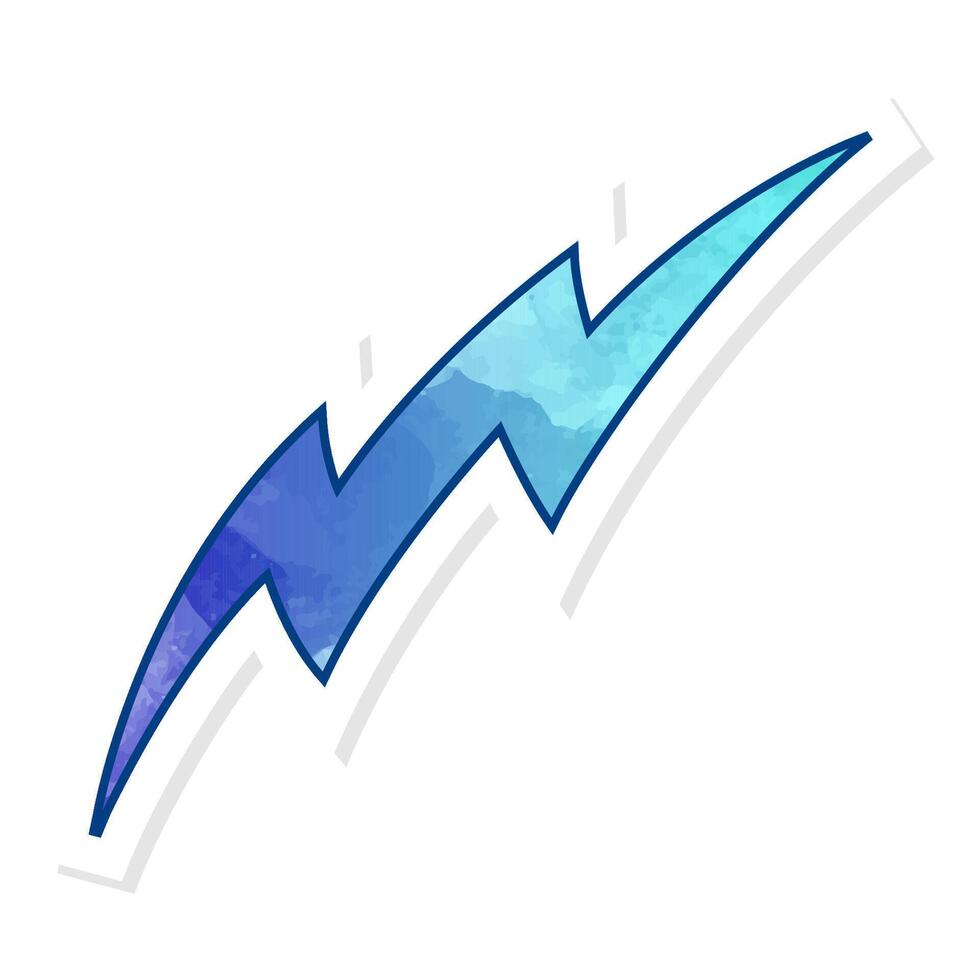 Hand drawn blue thunder illustration in vibrant tones vector