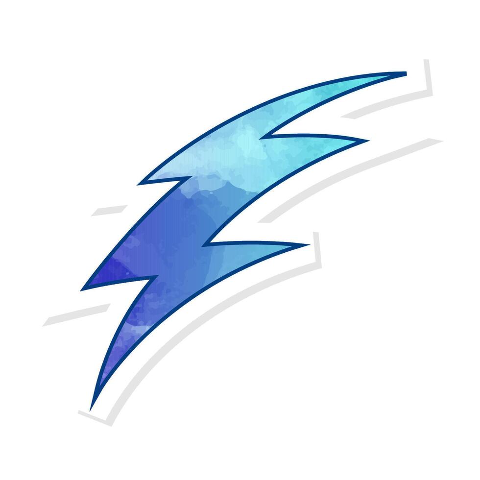 Hand drawn blue thunderbolt design in bright tones vector