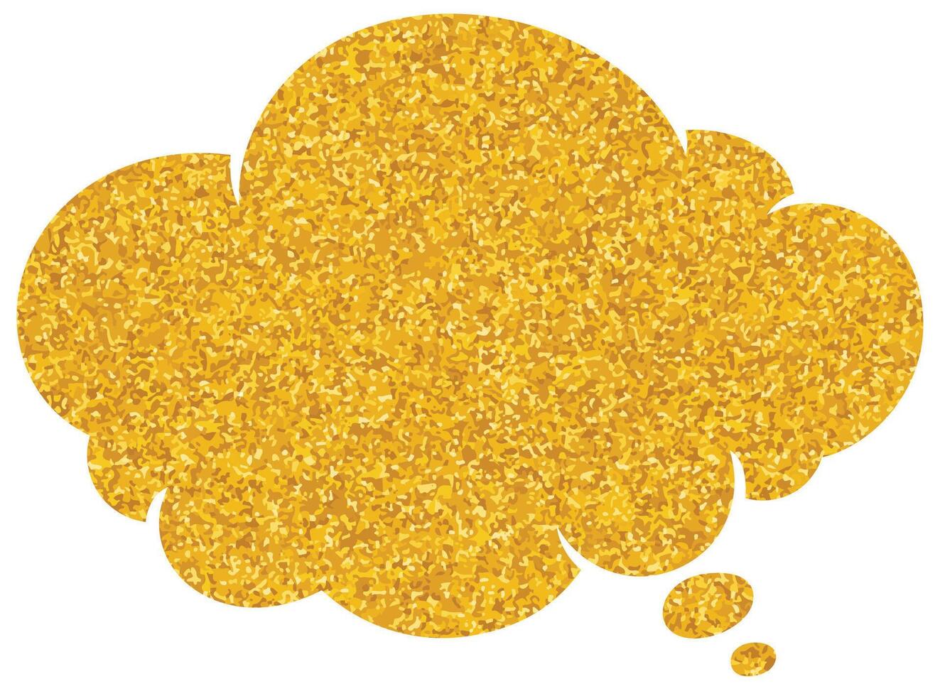 Bright golden cloud shaped thought bubble with sparkling texture design vector