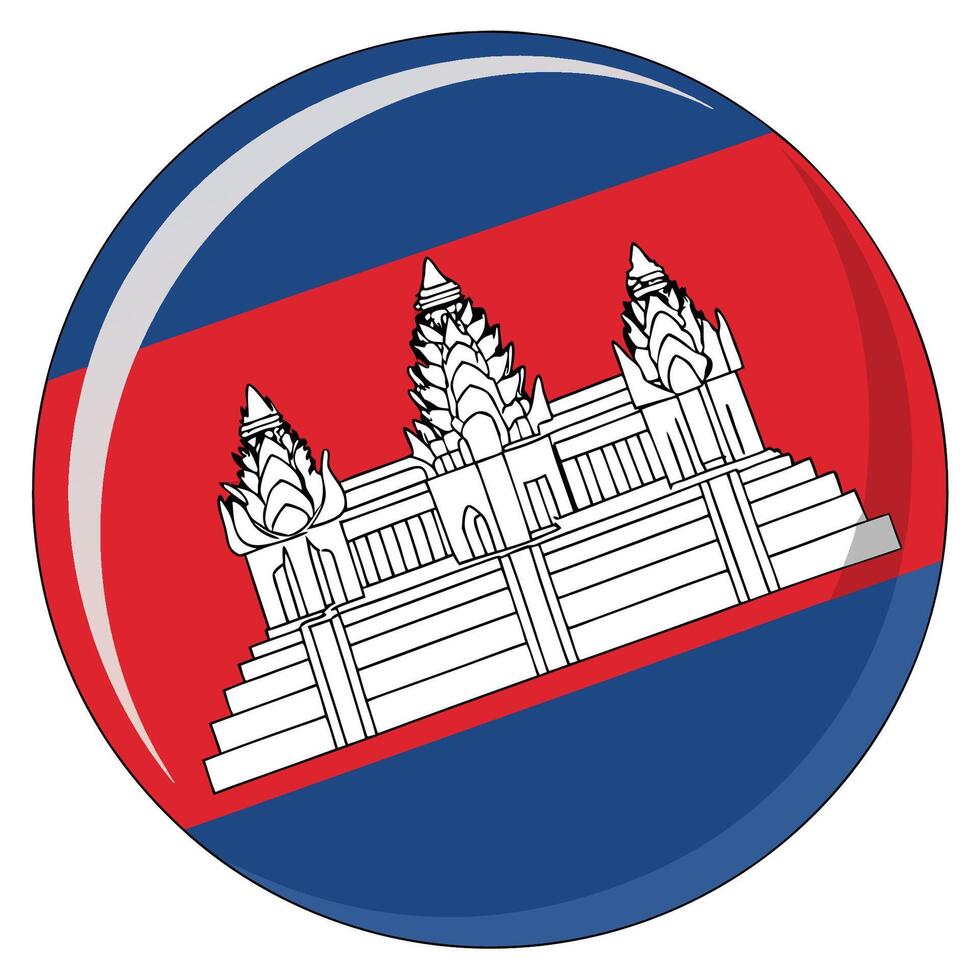 The cambodia flag button vector