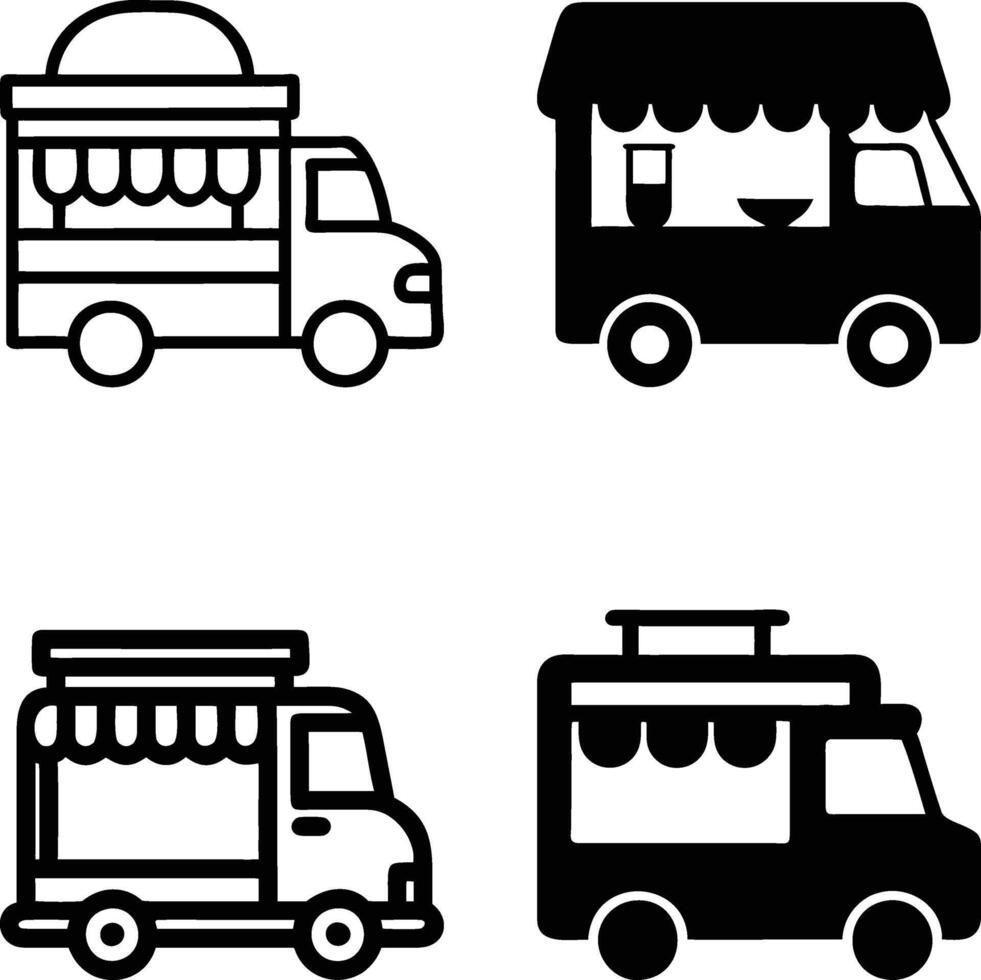 Food truck icon set vector