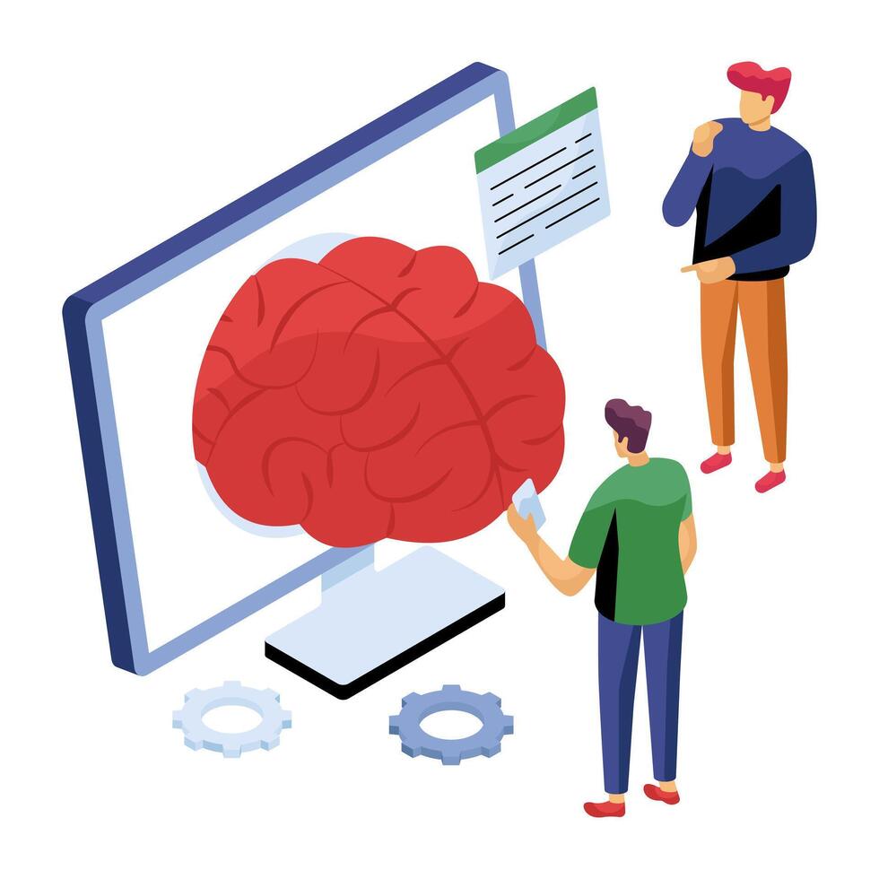 AI brain illustration for education vector