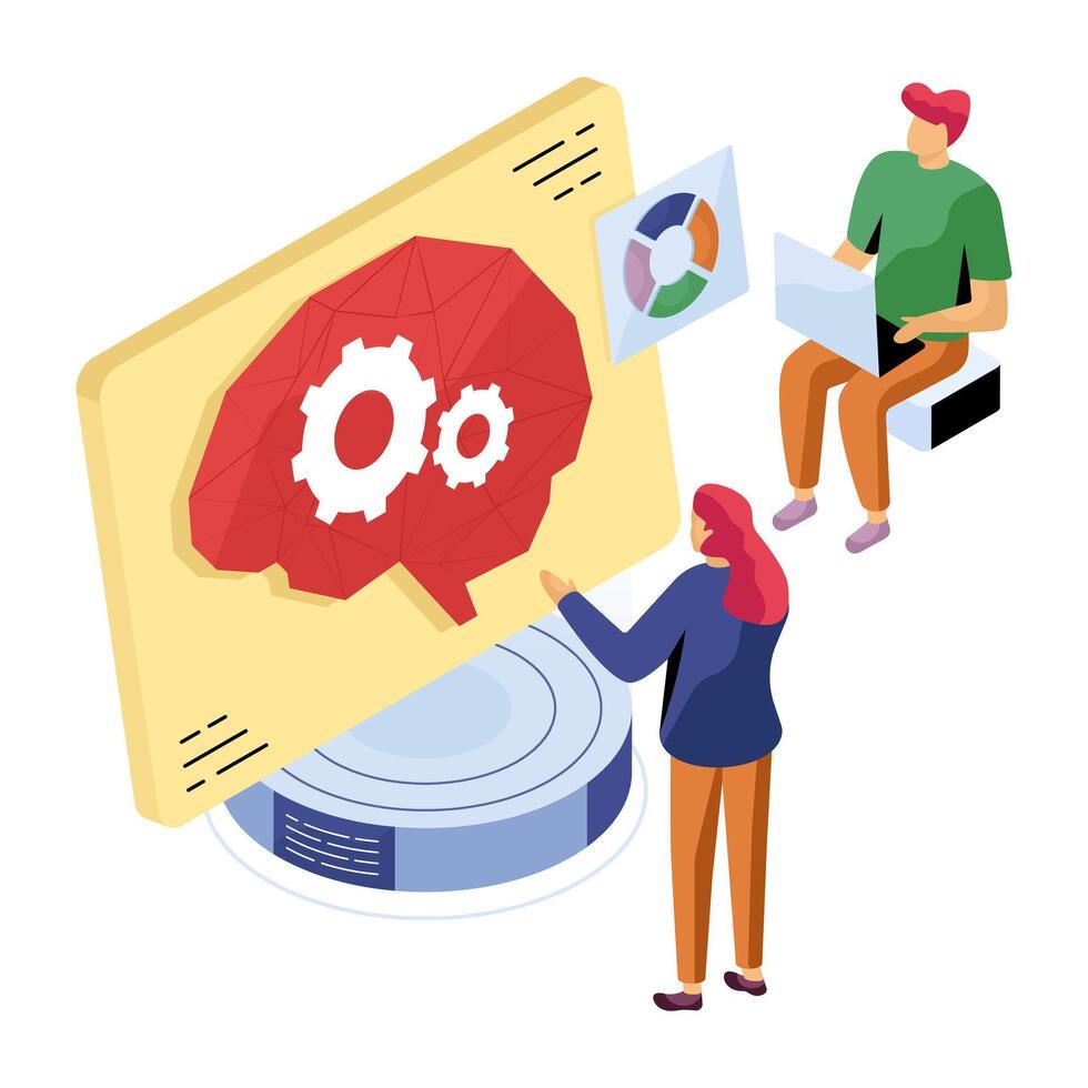 Illustration of AI interaction process vector