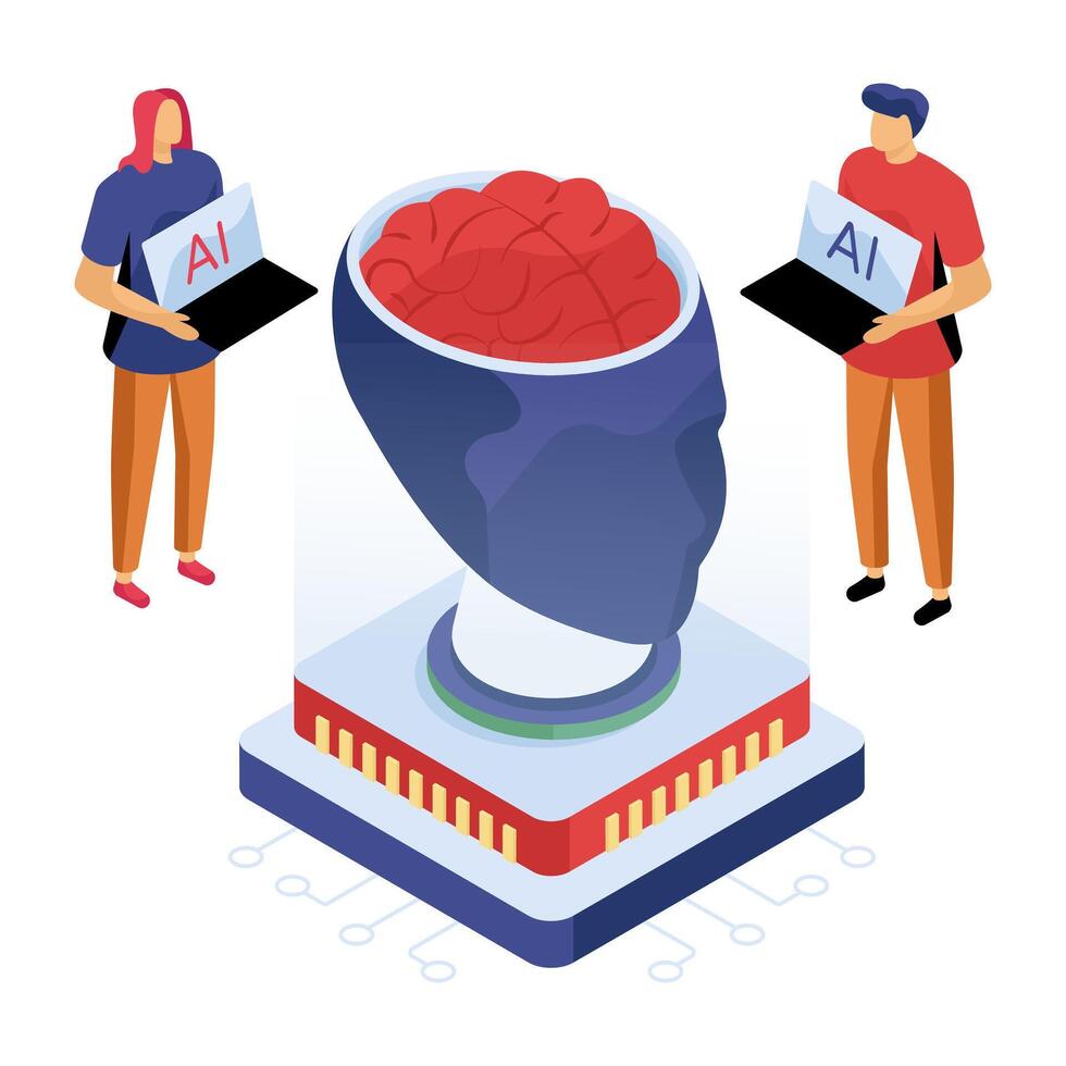 Modern design illustration of brain chip vector