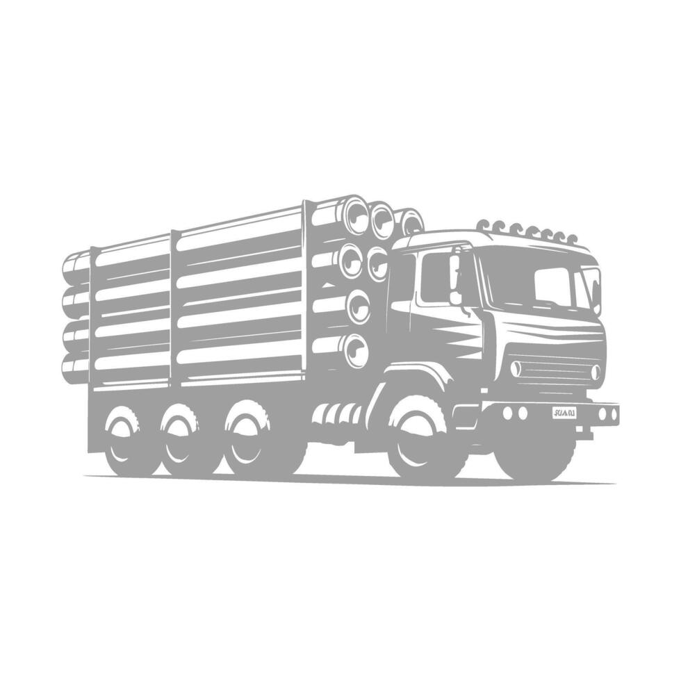 Illustration of a Truck Carrying Cylinder or Tree vector