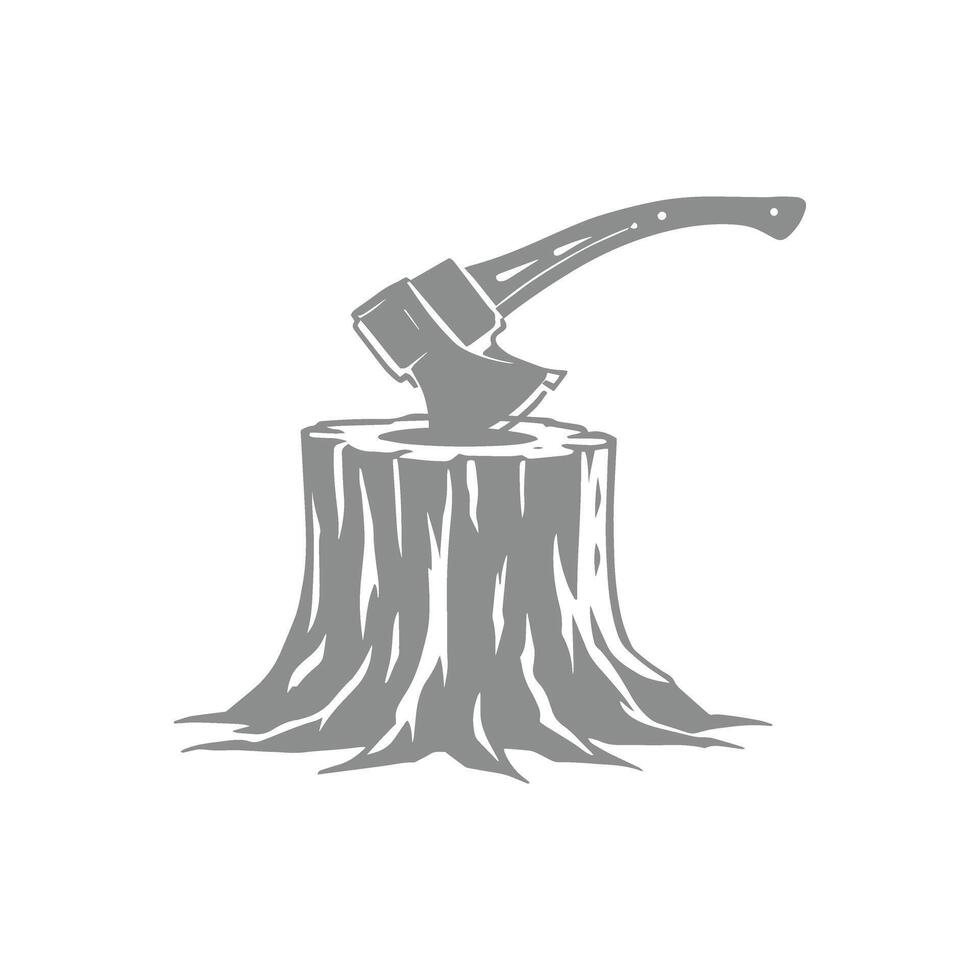 Axe Embedded in a Tree Stump Lumberjack Symbol Illustration vector