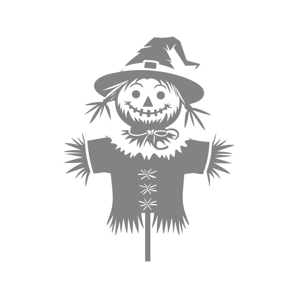 Smiling Scarecrow in a Witch's Hat Illustration for Autumnal Decorations vector