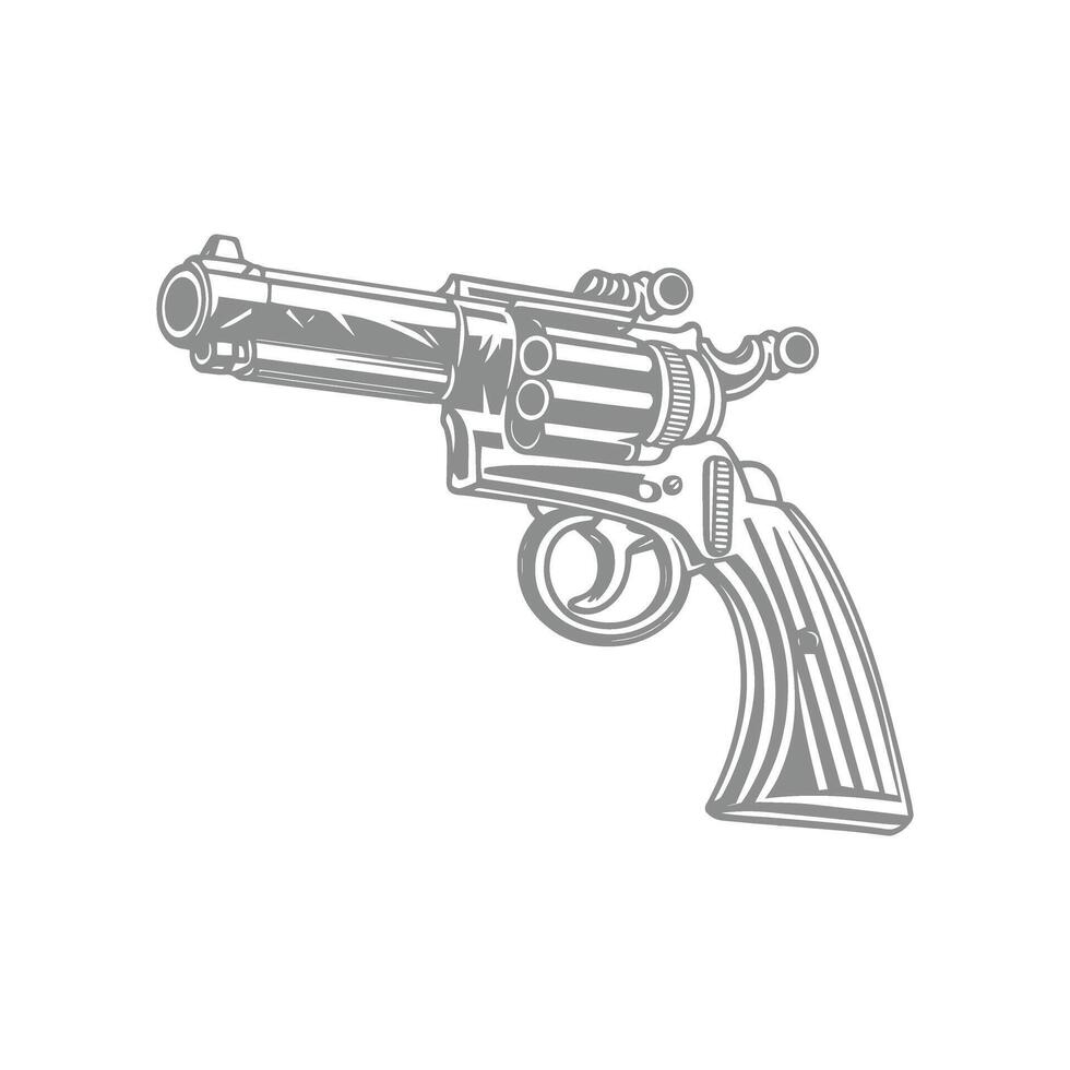 Detailed Hand-Drawn Revolver Illustration vector