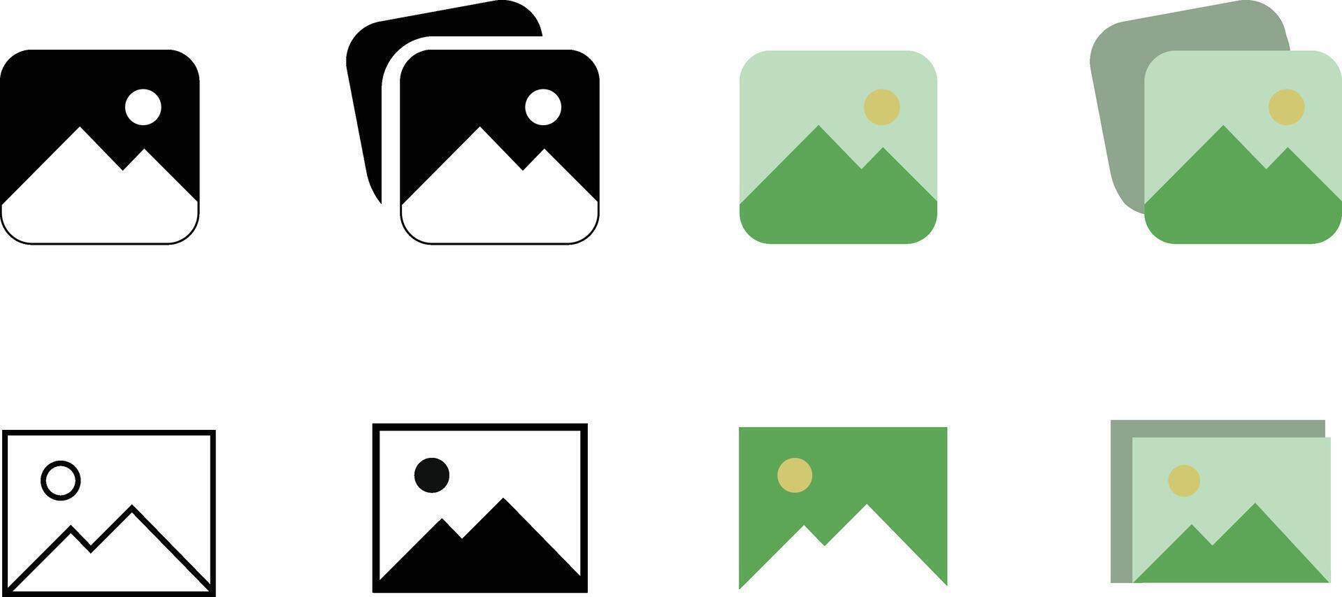 Gallery icon set. image symbol. photo gallery sign and symbol. color Picture signs. Photograph button. Painting frame concept, Illustration vector
