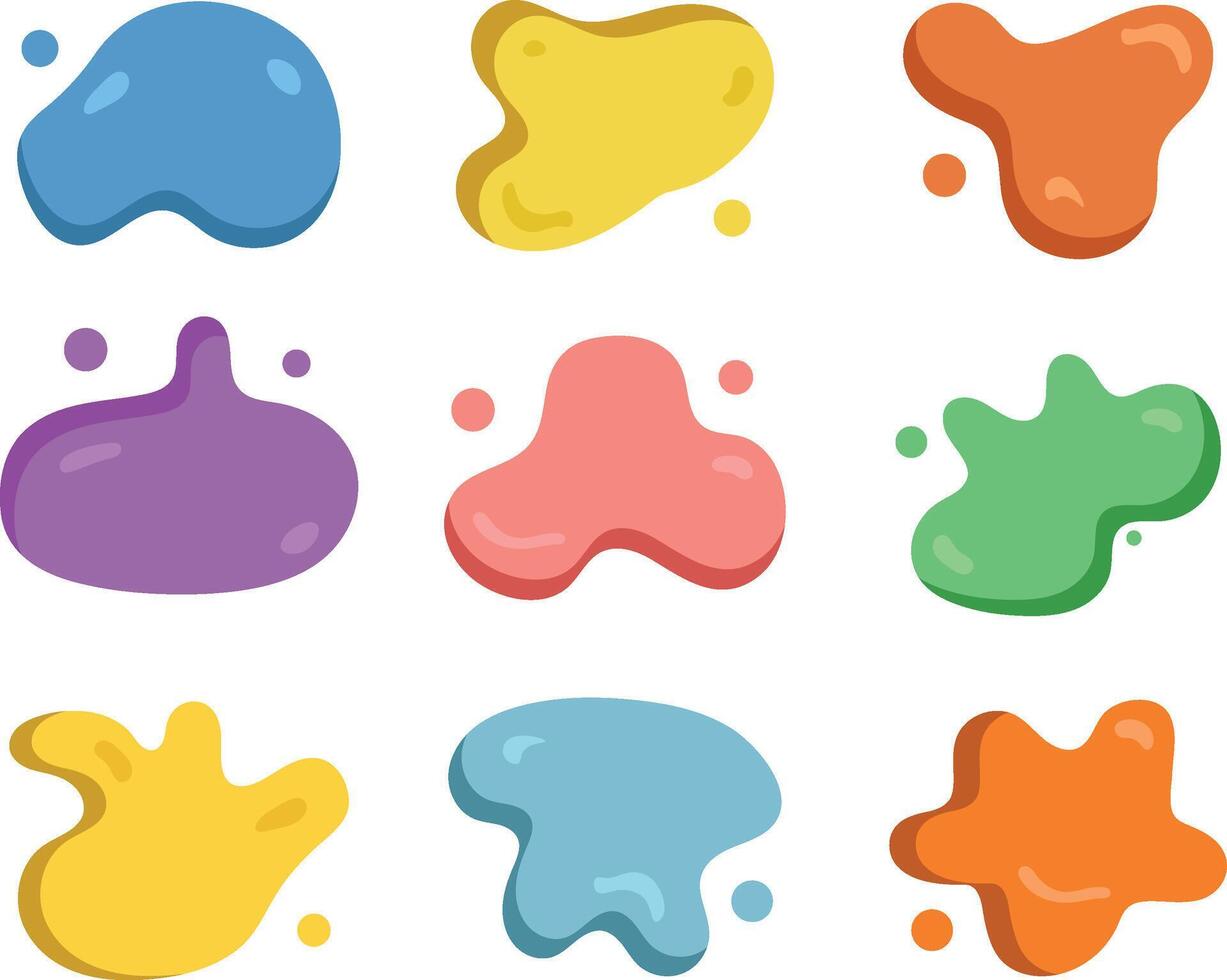 Colorful abstract shapes arranged in a grid displaying smooth blobs in diverse bright colors vector