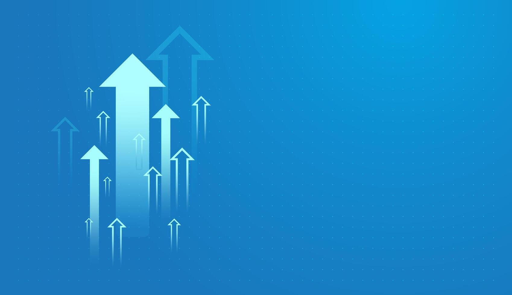Collection of arrows pointing up trend on light blue background showing the business, finance, and stock market concepts. Arrows and illustration vector