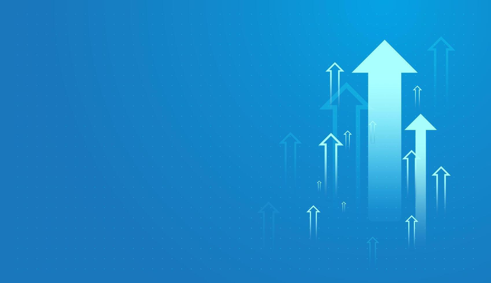 Group of arrows pointing up trend on light blue background showing the business, finance, and stock market concepts. and illustration vector