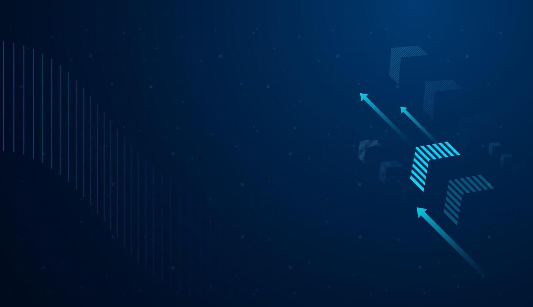 The dark blue gradient background and subtle grid pattern give a futuristic, data-driven atmosphere ideal for fintech or business themes illustration vector