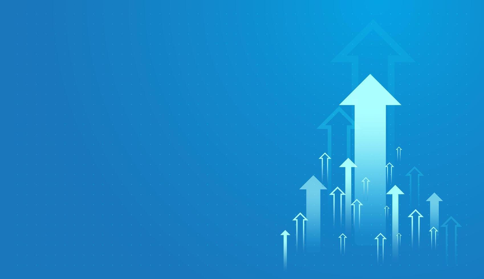 A Set of moving up arrows pointing upward togethers for growth trend on light blue background showing the business, finance, and stock market concepts vector