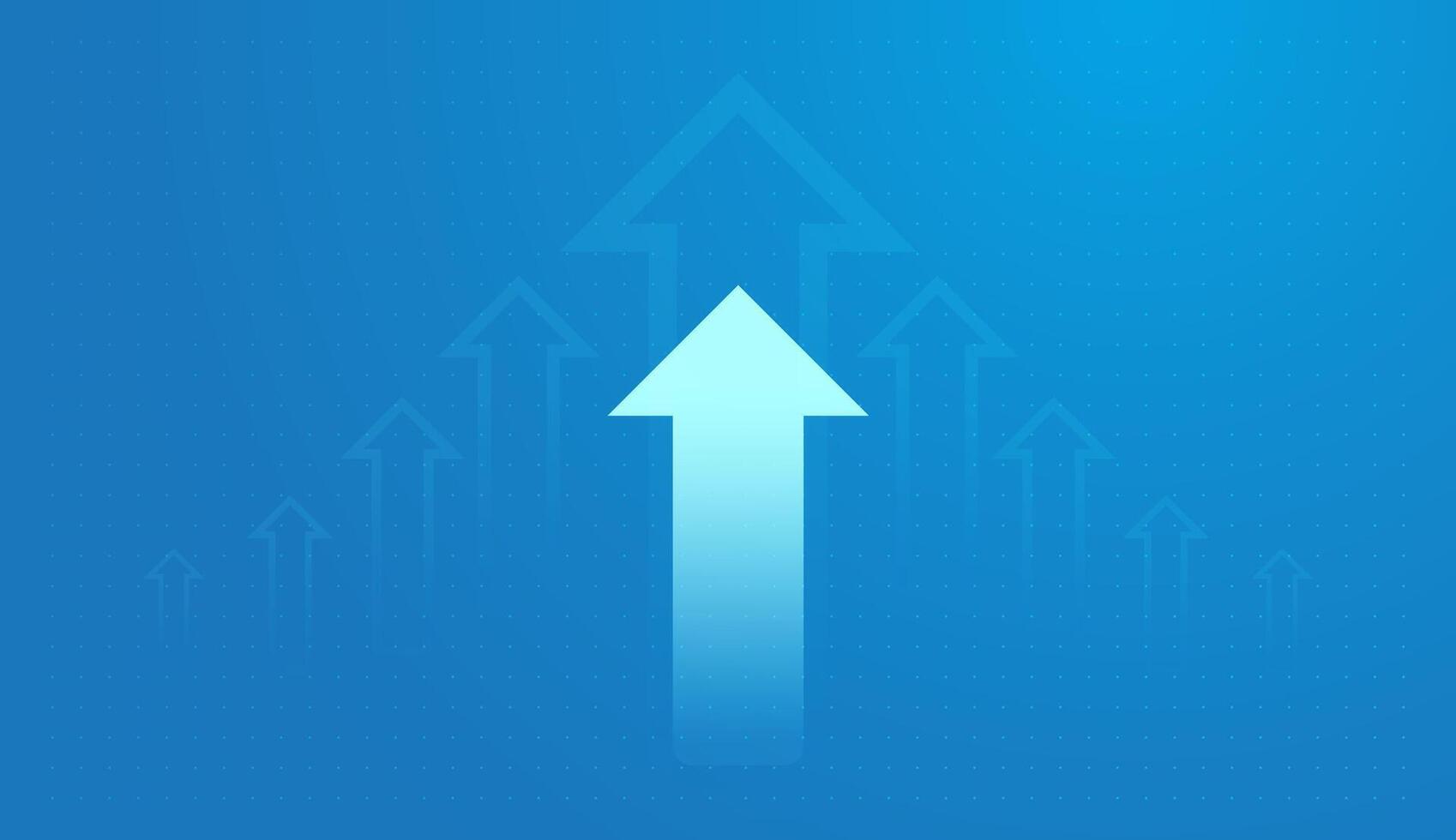 A Big arrows pointing up fot growing trend on light blue background showing the business, finance, and stock market concepts illustration vector