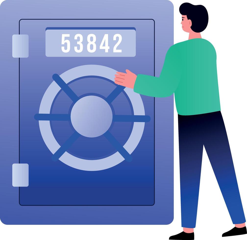 A flat style illustration showing password vault vector