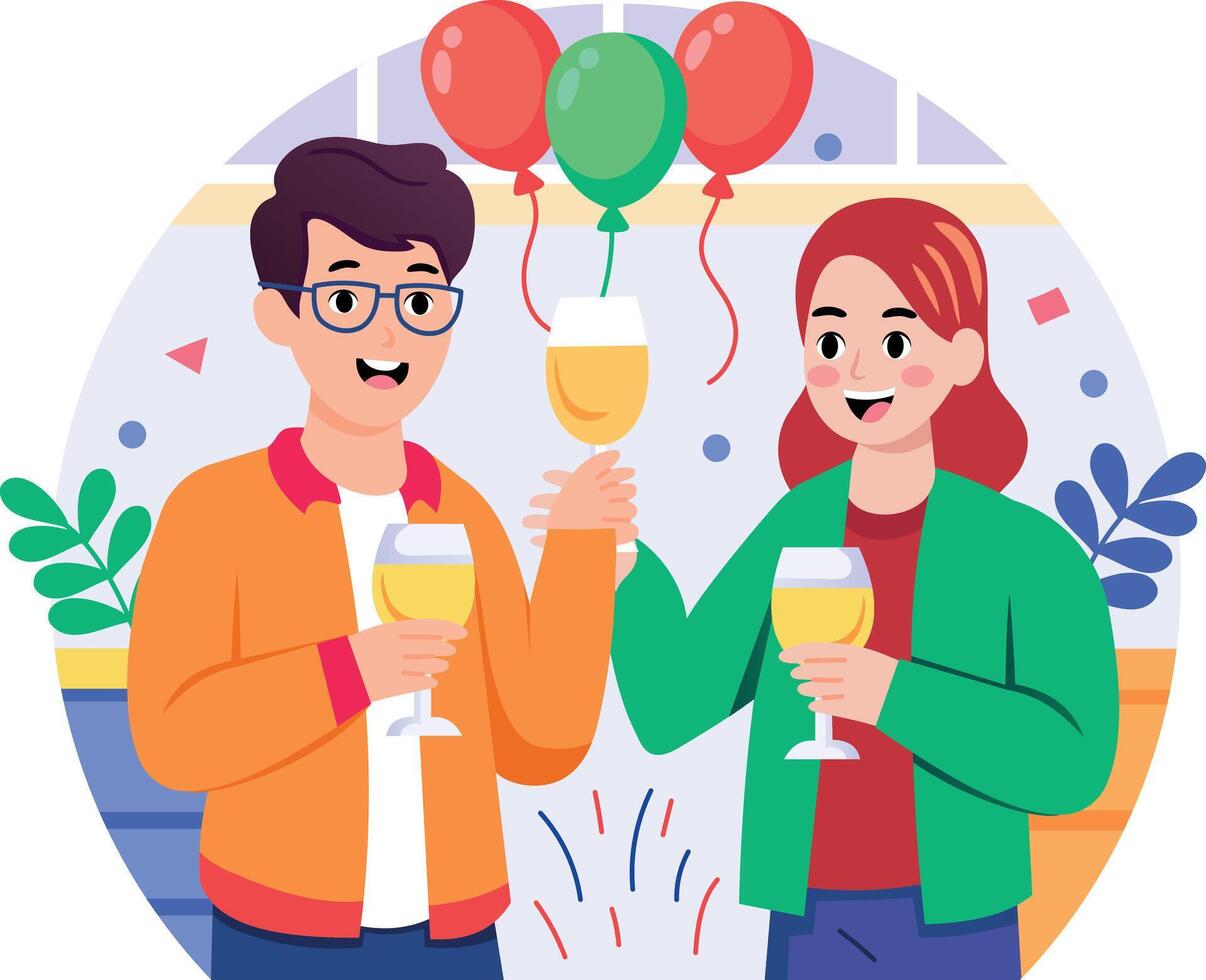 A flat style illustration showing a person enjoying party drink vector