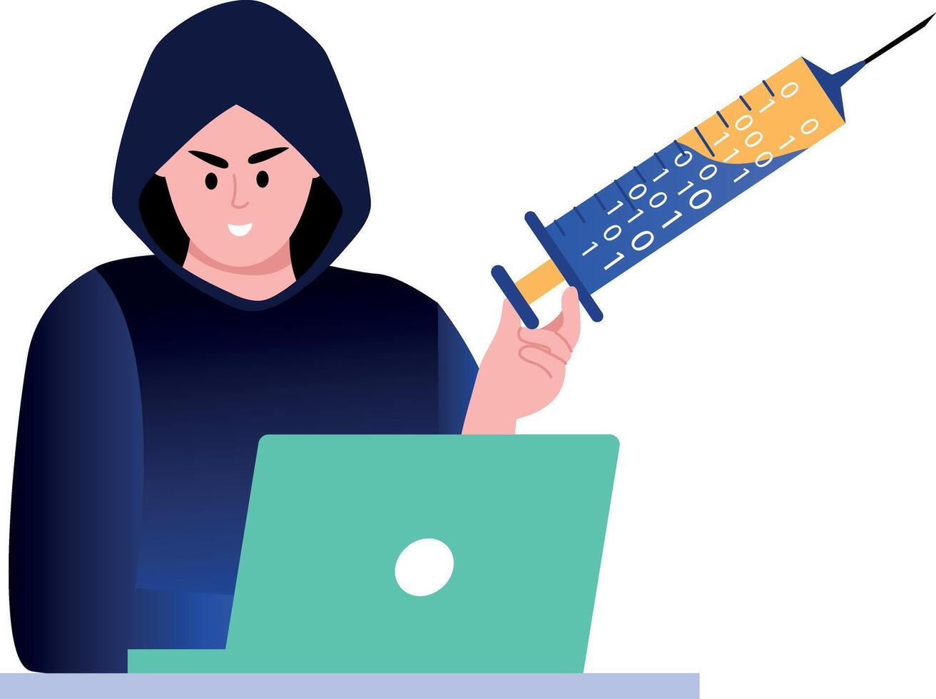 A flat style illustration showing code injection vector