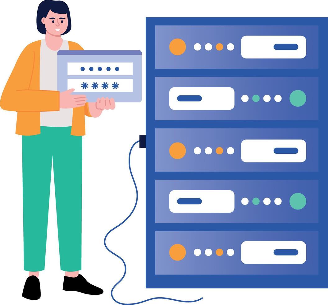 A flat style illustration showing password management vector