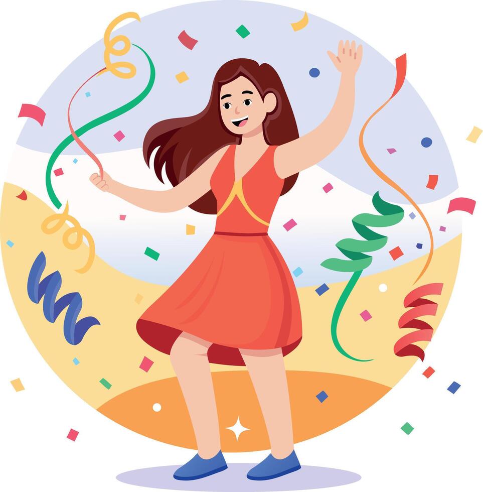 A flat style illustration showing a person enjoying birthday party vector
