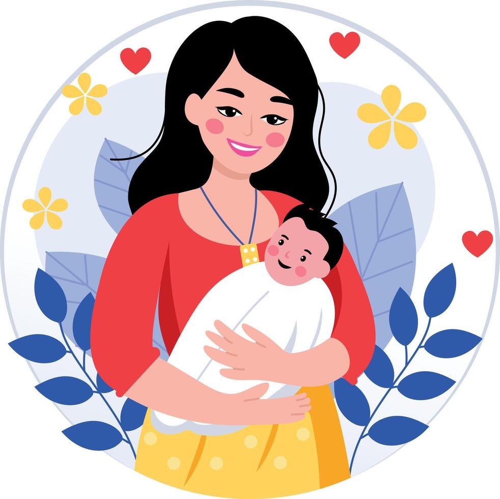 A flat style illustration showing newborn celebration vector