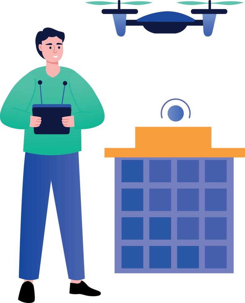 A flat style illustration depicting drone security vector