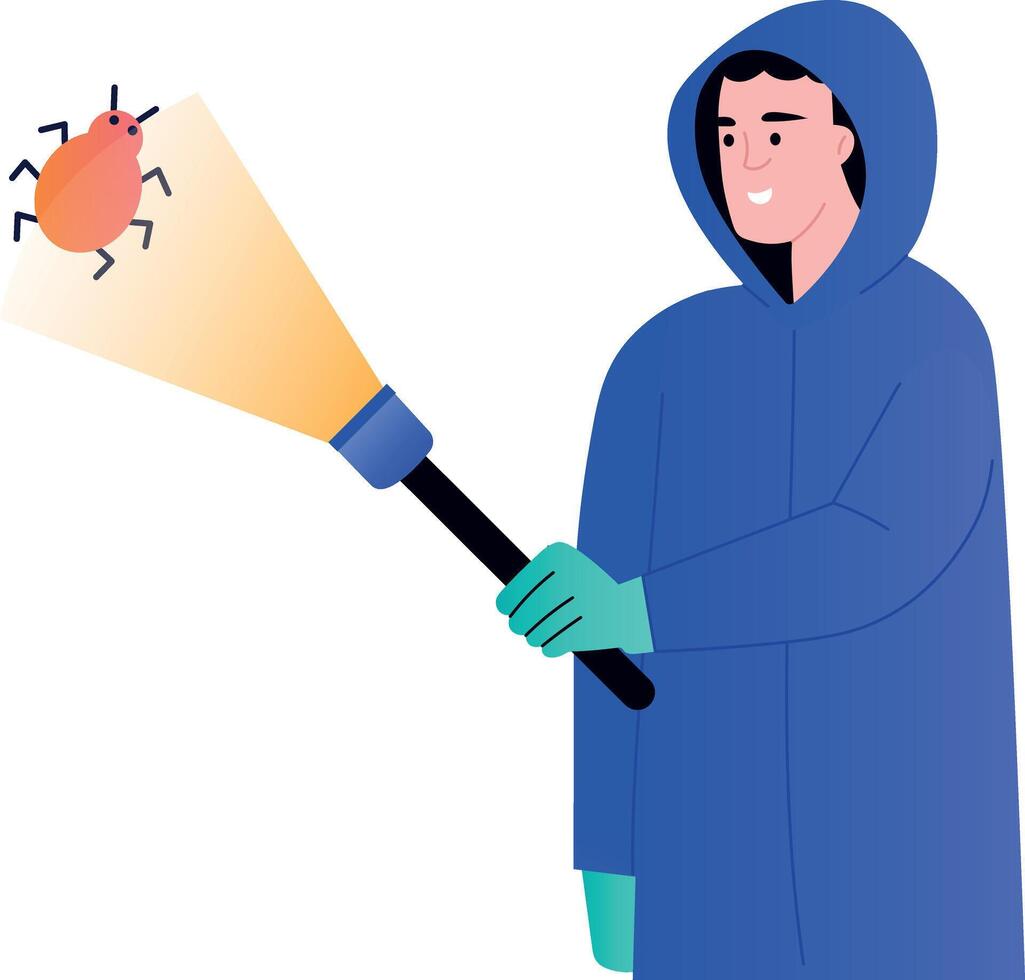 A flat style illustration depicting malware detection vector