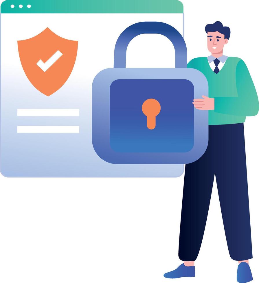 A flat style illustration depicting encryption vector
